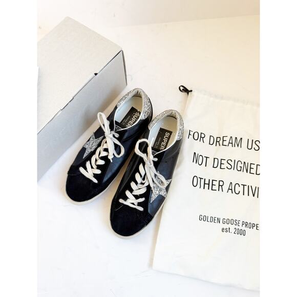 Golden Goose Shoes - Golden Goose Super Star Classic Low Black Silver 38 Size 8
